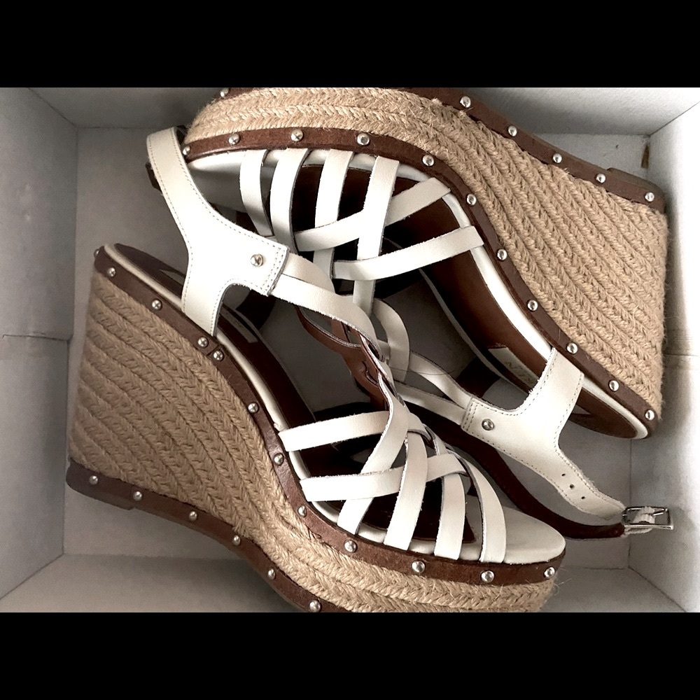 White Ralph Lauren Wedges Sandals - Picture 6 of 10